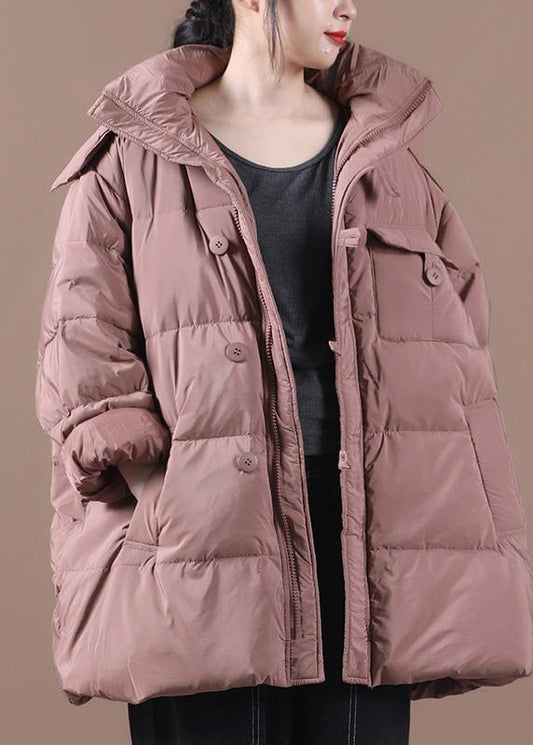  Fine plus size snow jackets pink hooded zippered goose Down coat -  - DYAVOR® 