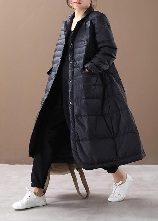  Fine trendy plus size womens parka coats black Notched pockets goose Down coat -  - DYAVOR® 