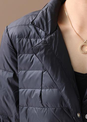  Fine trendy plus size womens parka coats black Notched pockets goose Down coat -  - DYAVOR® 