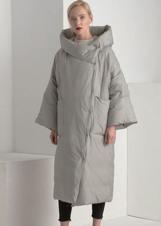  Plus Size Grey hooded Loose Winter Duck Down Puffer Coat - Down Jackets - DYAVOR® 