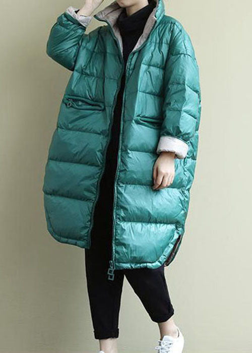  Fitted Blue Green Zip Up thick Fine Cotton Filled Parkas Winter - Down Jackets - DYAVOR® 