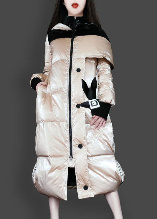  Fitted Khaki Cute hooded asymmetrical design Winter Duck Down Coats - Down Jackets - DYAVOR® 