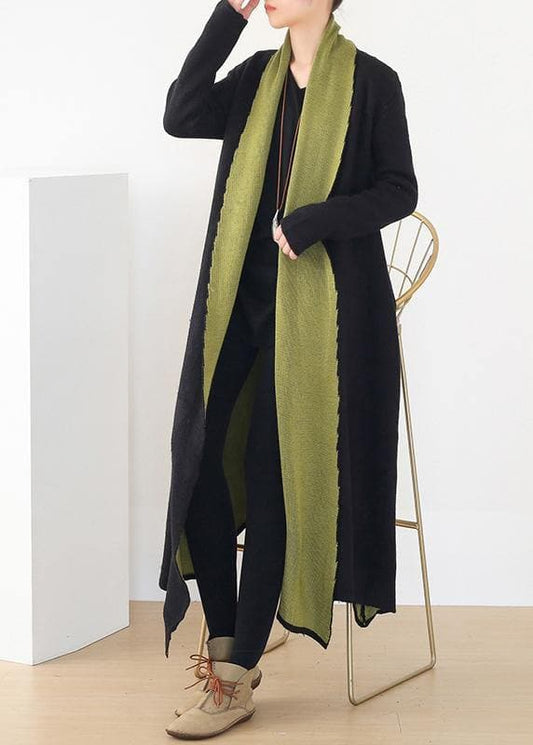 For Work patchwork knit coats Loose fitting v neck wild knit outwear - Trench coats - DYAVOR® 