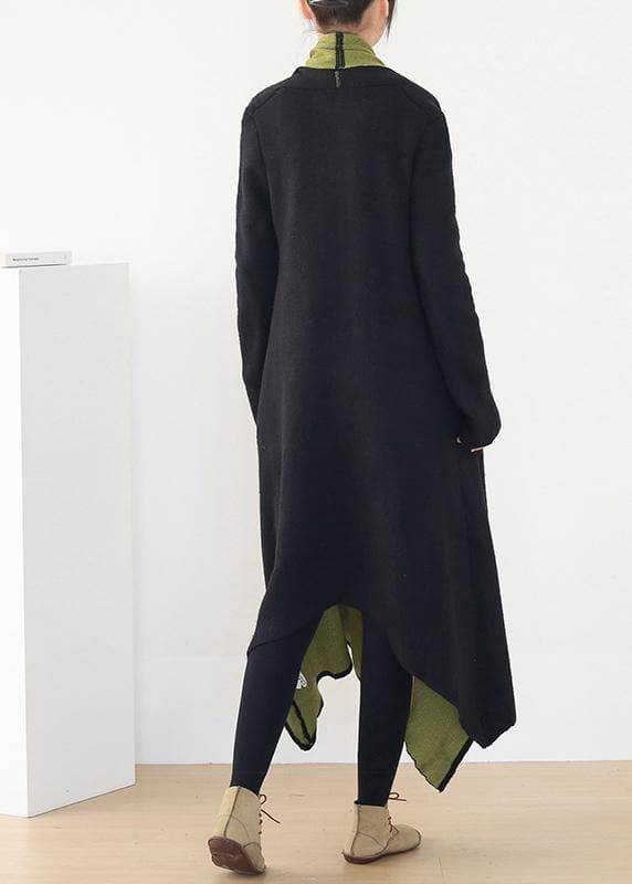  For Work patchwork knit coats Loose fitting v neck wild knit outwear - Trench coats - DYAVOR® 