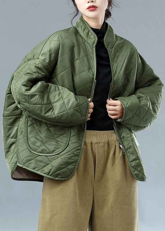  French Army Green Zip Up Wear On Both Sides Fleece Wool Lined Jackets Winter - Down Jackets - DYAVOR® 