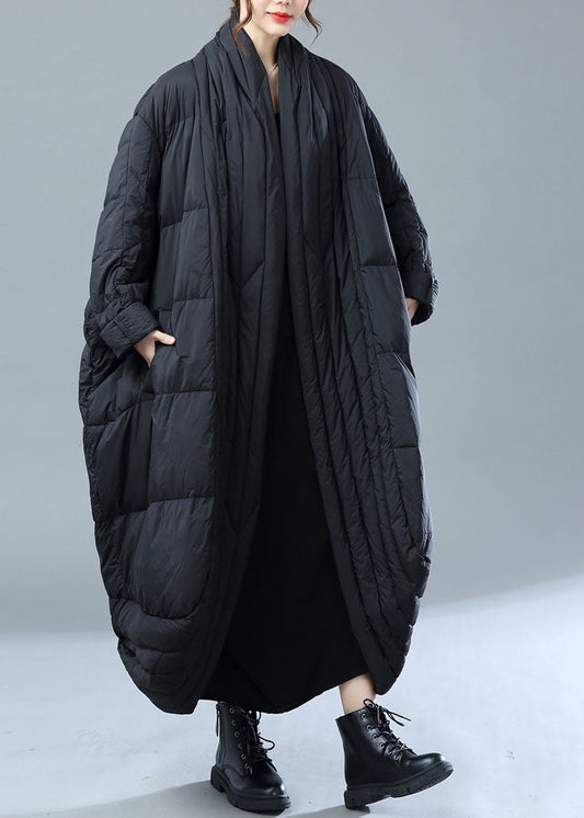 French Black Oversized Pockets Duck Down Witner Coat - Down Jackets - DYAVOR® 