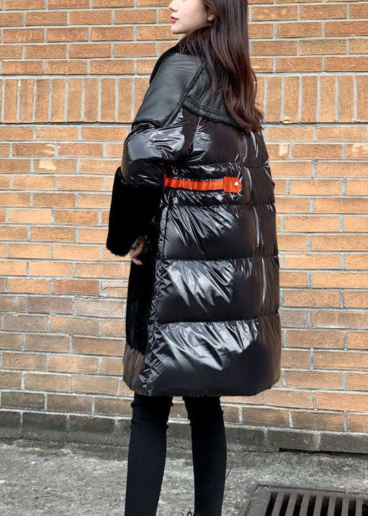  French Black Peter Pan Collar Patchwork Duck Down Puffers Jackets Winter - Down Jackets - DYAVOR® 