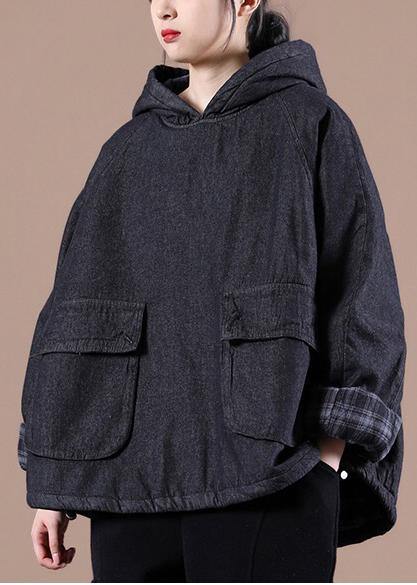 French Denim Blue Clothes For Women Hooded Pockets Oversized Spring Tops - Down Jackets - DYAVOR® 