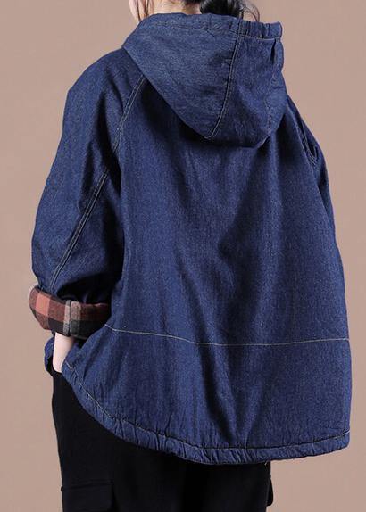  French Denim Blue Clothes For Women Hooded Pockets Oversized Spring Tops - Down Jackets - DYAVOR® 