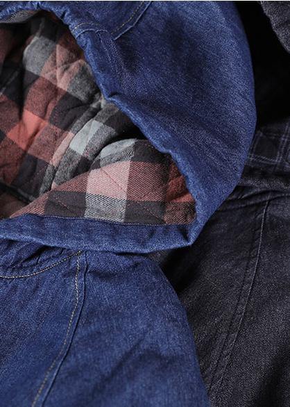  French Denim Blue Clothes For Women Hooded Pockets Oversized Spring Tops - Down Jackets - DYAVOR® 