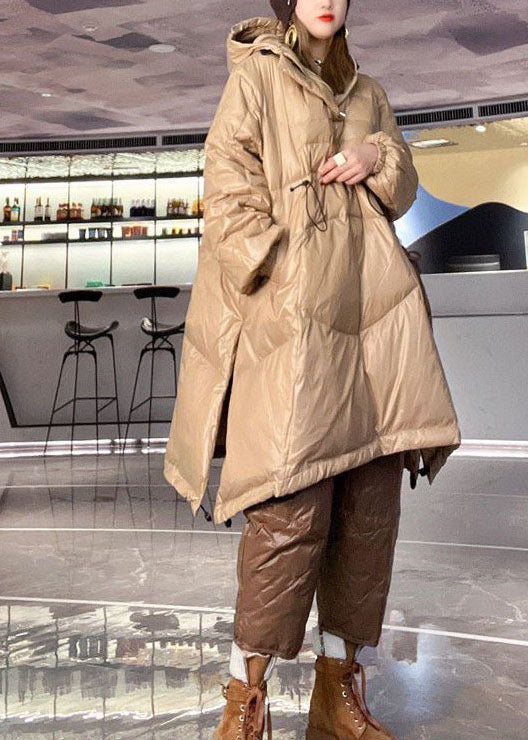  French Khaki Hooded Drawstring Duck Down Pullover Puffers Jackets Winter - Down Jackets - DYAVOR® 