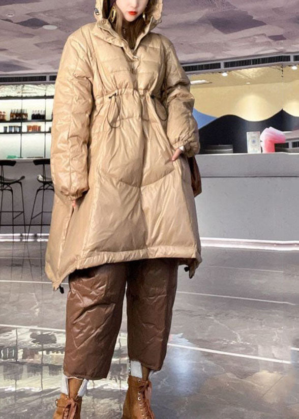  French Khaki Hooded Drawstring Duck Down Pullover Puffers Jackets Winter - Down Jackets - DYAVOR® 