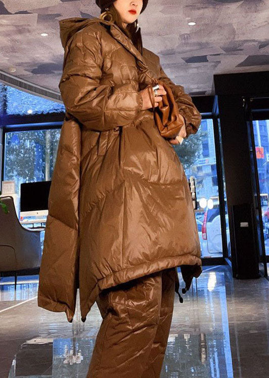  French Khaki Hooded Drawstring Duck Down Pullover Puffers Jackets Winter - Down Jackets - DYAVOR® 