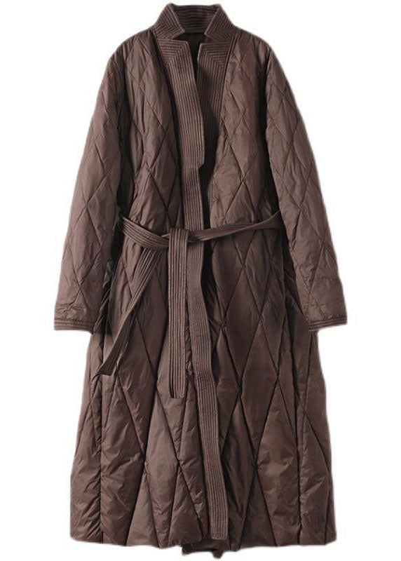  French Rust Red V Neck Sashes Lengthen Duck Down Wrap Canada Goose Jacket Winter - Down Jackets - DYAVOR® 