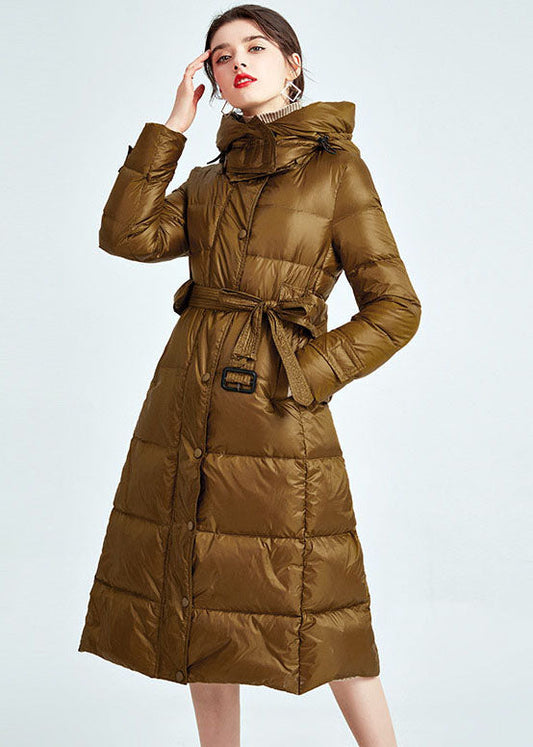  Golden Thick Duck Down Puffer Jacket Drawstring Sashes Winter - Down Jackets - DYAVOR® 