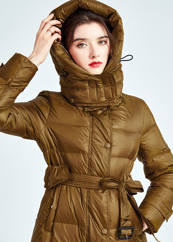  Golden Thick Duck Down Puffer Jacket Drawstring Sashes Winter - Down Jackets - DYAVOR® 
