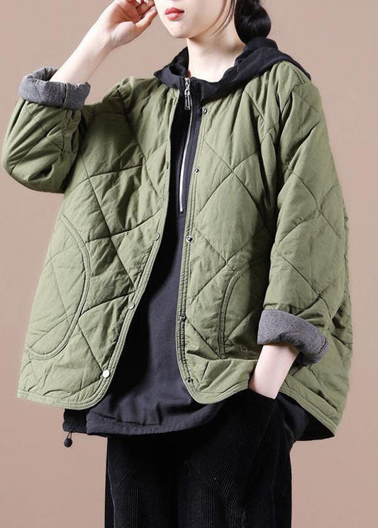  Green Warm Fine Cotton Filled Jackets Solid Color Winter - Down Jackets - DYAVOR® 