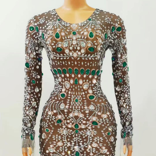 Diamond Bodycon Luxury Handmade Dress