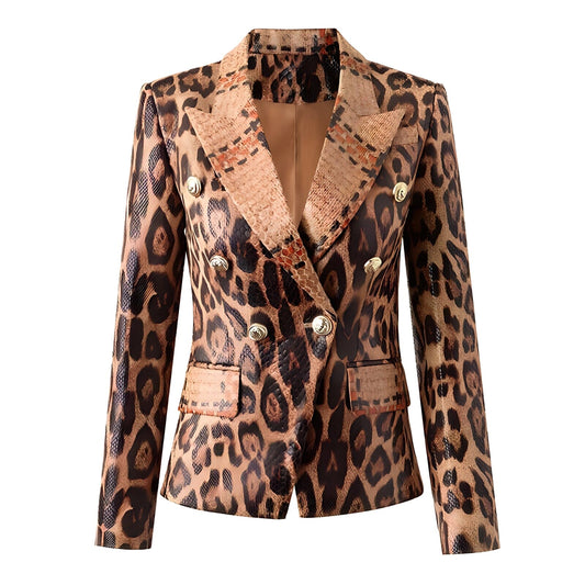  The Anaconda Faux Leather Long Sleeve Blazer - 0 - DYAVOR® 