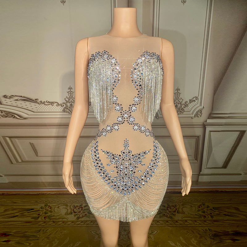 Diamond Tassel Evening Gown