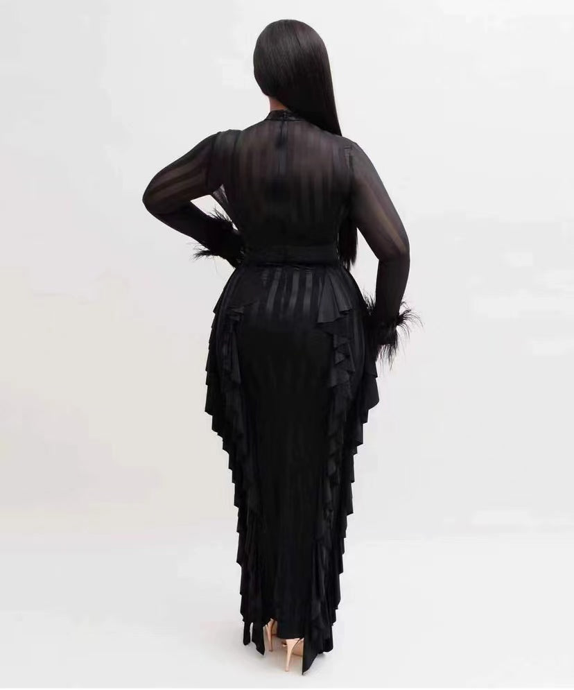  Embroidered Lace Feather Gown - Dresses - DYAVOR® 