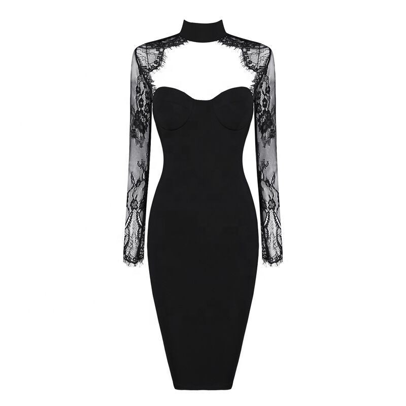 Lace Patchwork Bandage Dress