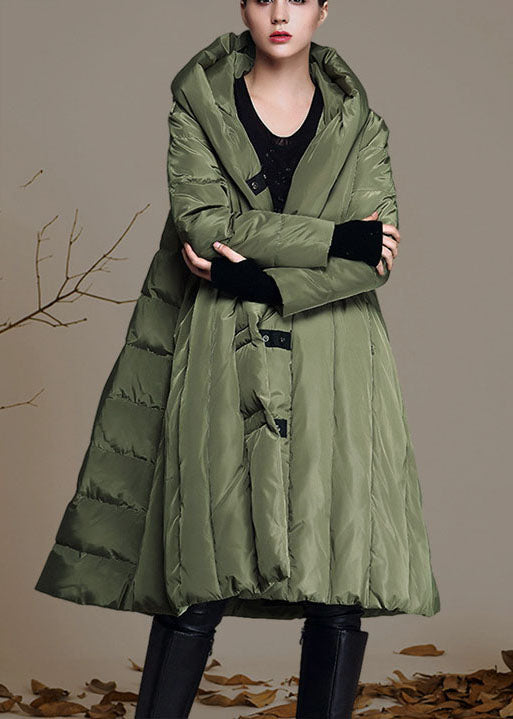  Handmade Army Green hooded Casual Winter Duck Down coat - Down Jackets - DYAVOR® 