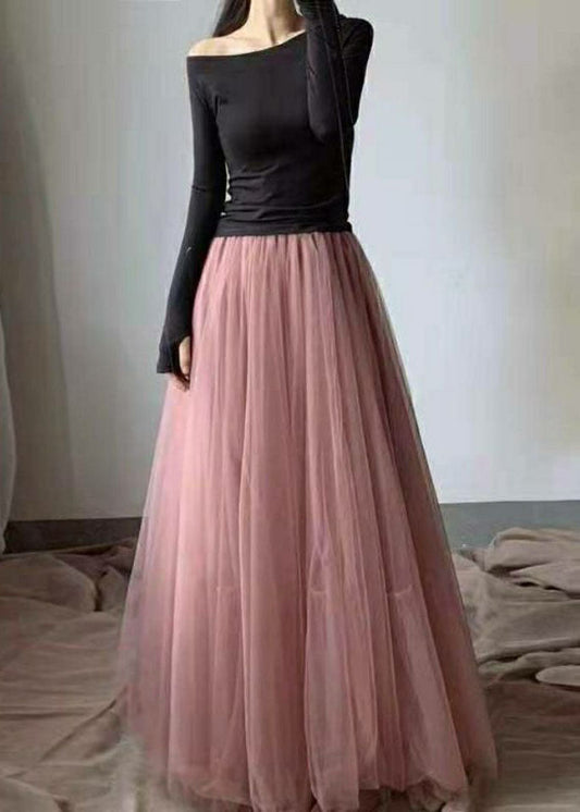  Handmade Pink Wrinkled High Waist Tulle Skirts Spring - Skirts - DYAVOR® 