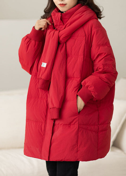  Handmade Red Zip Up Pockets Duck Down coat Winter - Down Jackets - DYAVOR® 