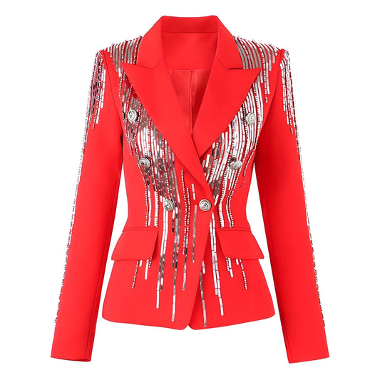  The Fireworks Long Sleeve Sequin Blazer - 0 - DYAVOR® 