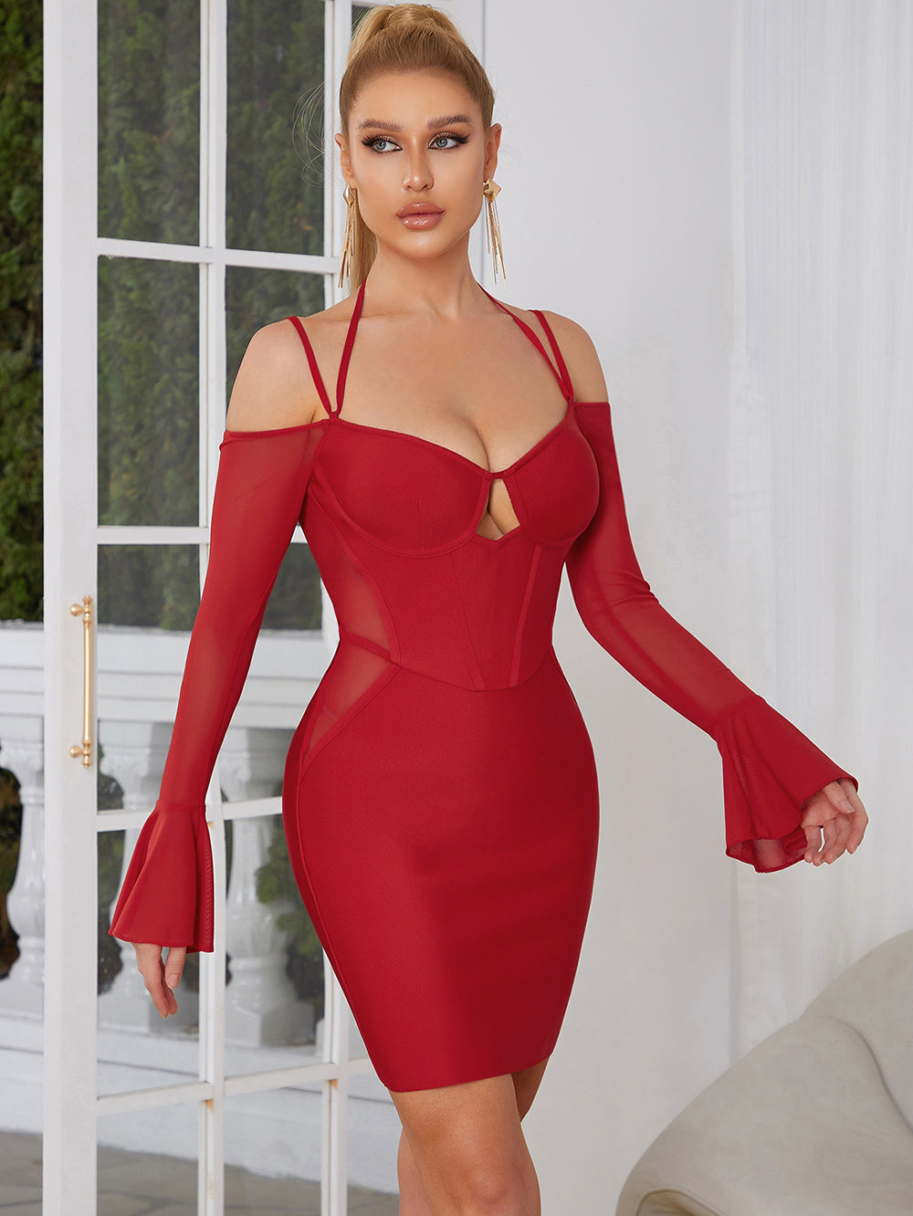 Spaghetti Strap Mini Bandage Dress