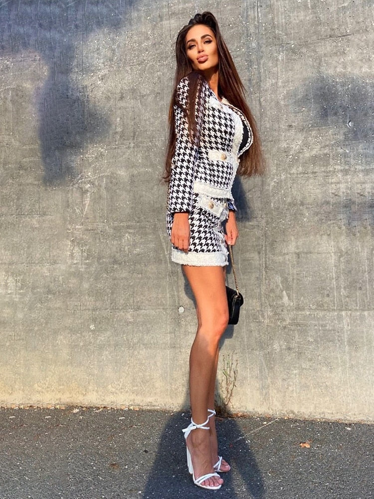  Houndstooth Two-piece Set -  - DYAVOR® 