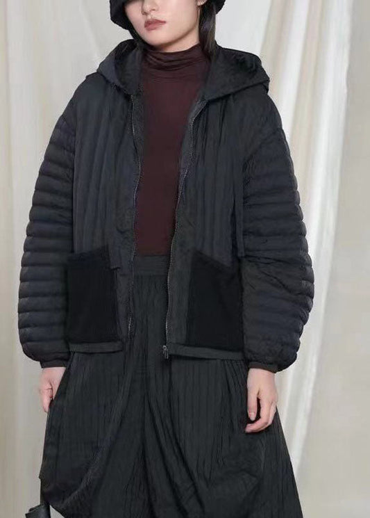  Hot Black hooded Pockets Warm Winter Duck Down coat - Down Jackets - DYAVOR® 