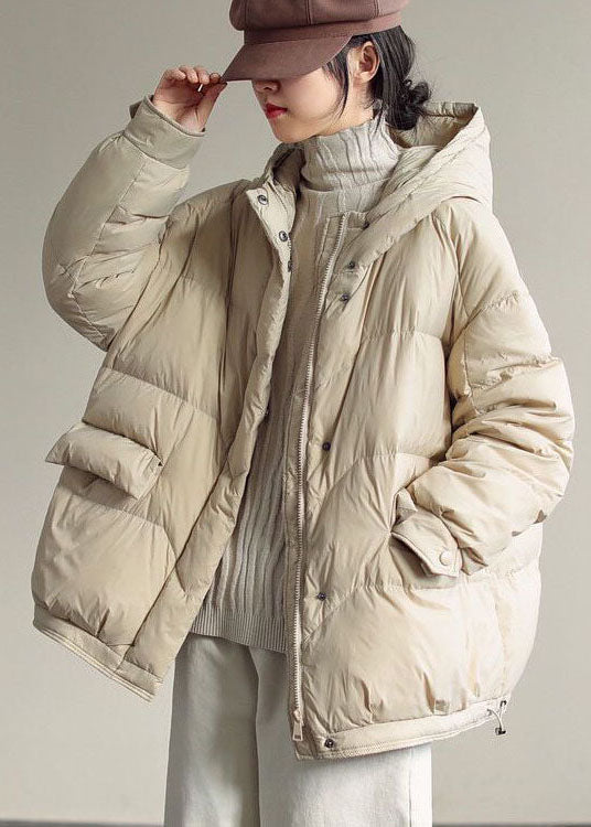  Italian Beige Zip Up Oversized Duck Down Jacket In Winter - Down Jackets - DYAVOR® 