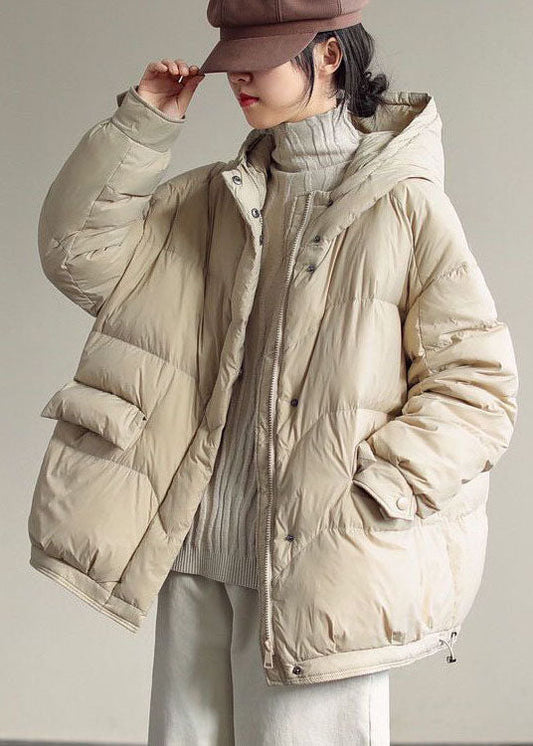  Italian Beige Zip Up Oversized Duck Down Jacket In Winter - Down Jackets - DYAVOR® 
