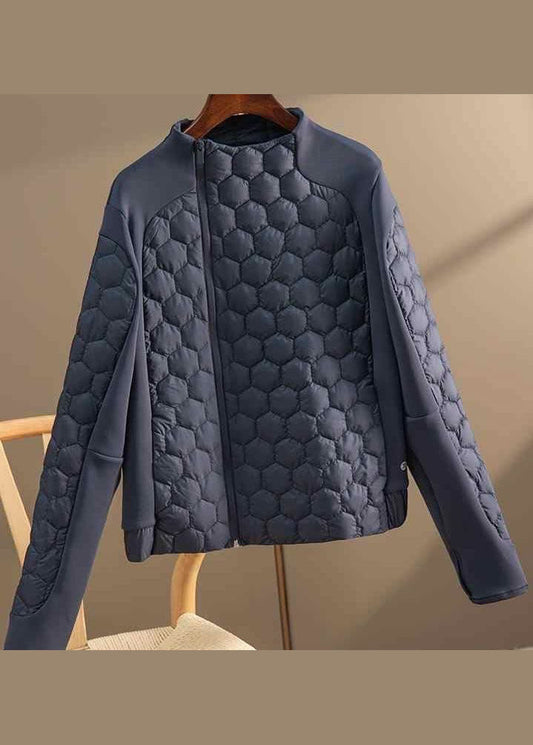  Italian Black Stand Collar Zip Up Slim Fit Fine Cotton Filled Jacket In Winter - Down Jackets - DYAVOR® 