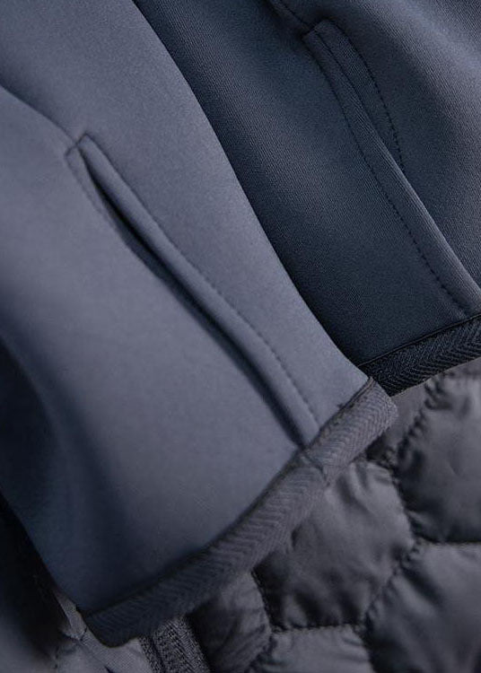  Italian Black Stand Collar Zip Up Slim Fit Fine Cotton Filled Jacket In Winter - Down Jackets - DYAVOR® 