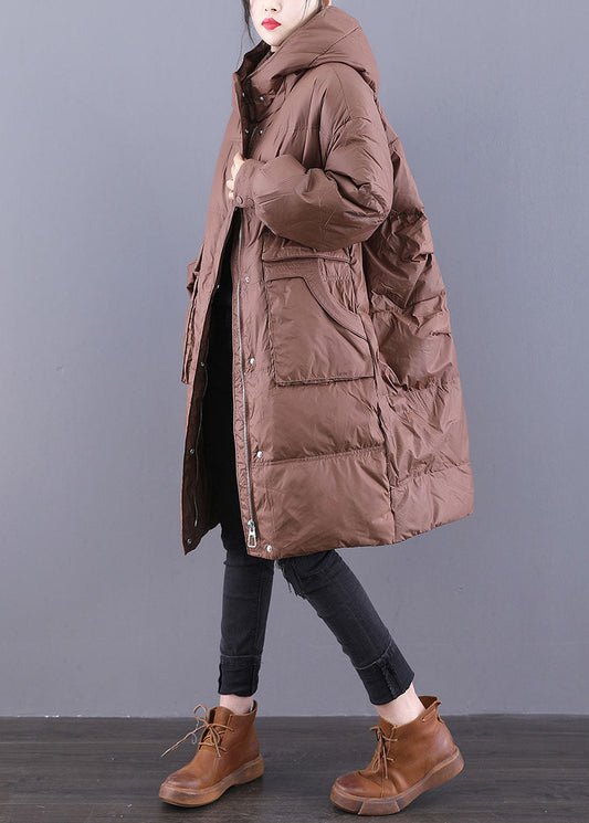  Italian Chocolate Original Design Hooded Oversized Duck Down Puffers Jackets Winter - Down Jackets - DYAVOR® 