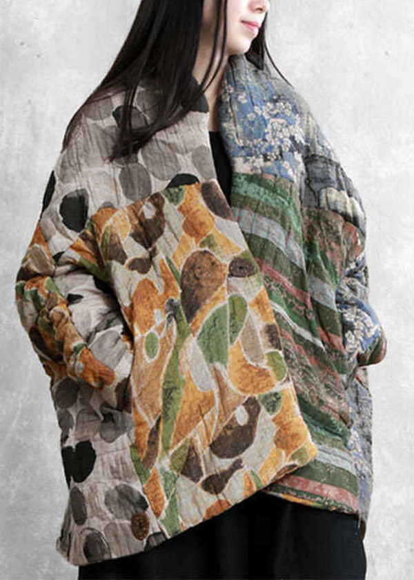  Italian Colorblock Oversized Patchwork Print Fine Cotton Filled Parkas Winter - Down Jackets - DYAVOR® 
