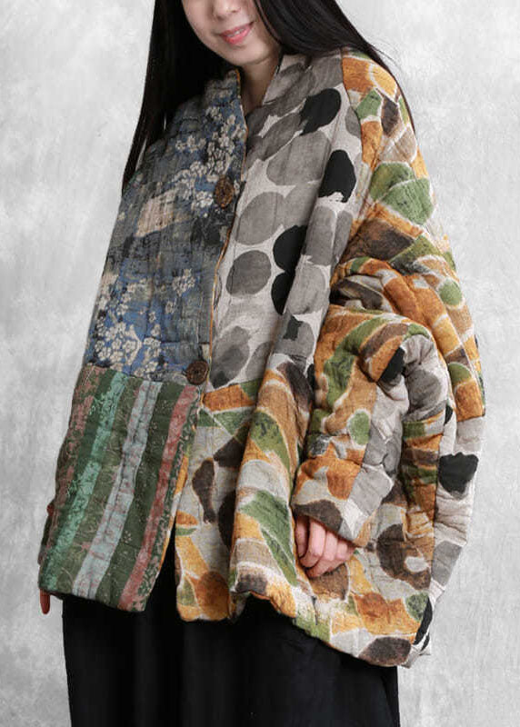  Italian Colorblock Oversized Patchwork Print Fine Cotton Filled Parkas Winter - Down Jackets - DYAVOR® 