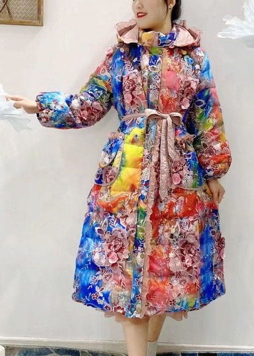  Italian Embroideried Ruffled Patchwork Print Duck Down Winter Coats - Down Jackets - DYAVOR® 