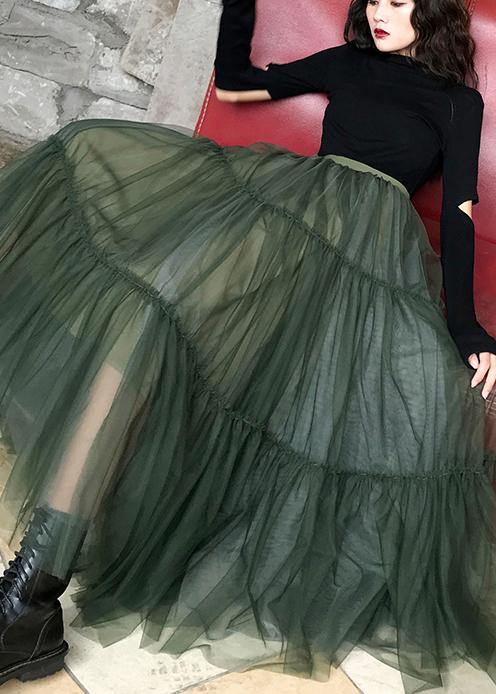  Italian Green asymmetrical design tulle Skirts Summer - Skirts - DYAVOR® 