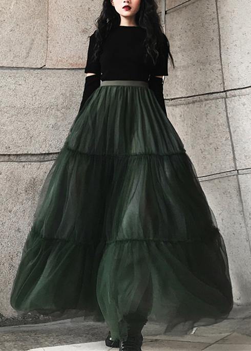  Italian Green asymmetrical design tulle Skirts Summer - Skirts - DYAVOR® 