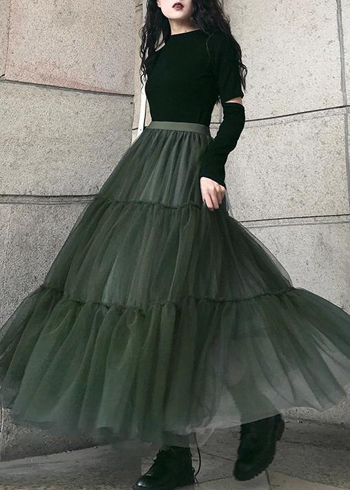  Italian Green asymmetrical design tulle Skirts Summer - Skirts - DYAVOR® 