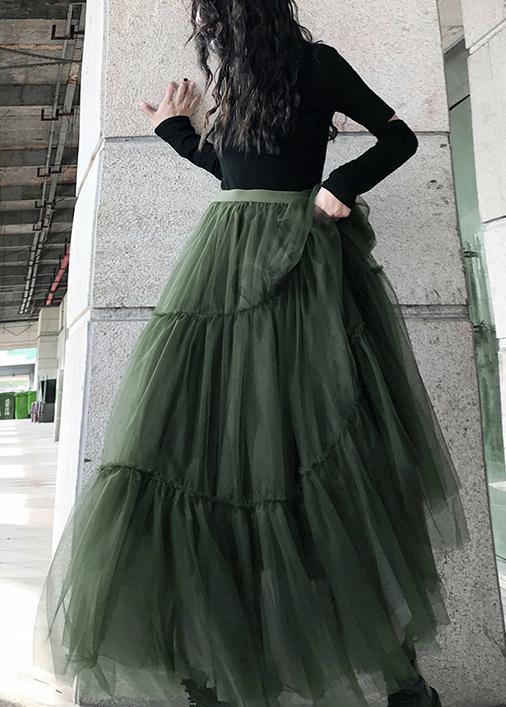  Italian Green asymmetrical design tulle Skirts Summer - Skirts - DYAVOR® 