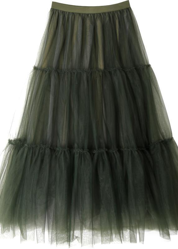  Italian Green asymmetrical design tulle Skirts Summer - Skirts - DYAVOR® 