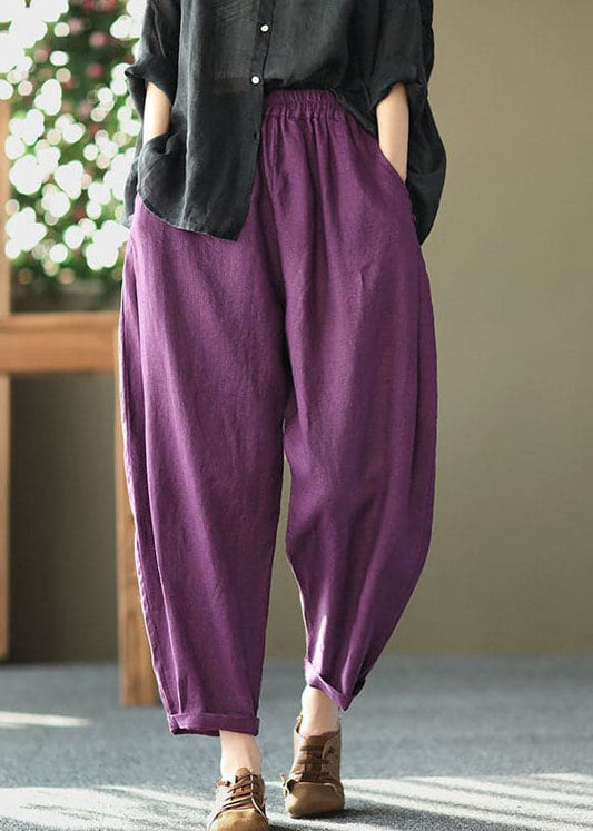  Italian Purple Oriental High Waist Linen Harem Pants Summer - Pants - DYAVOR® 