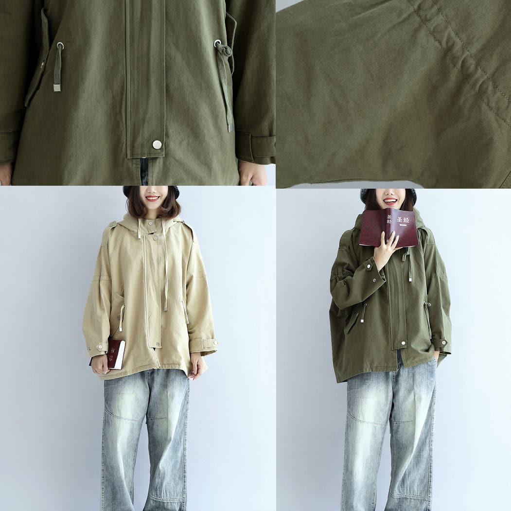  Khaki oversized trench coats short hoodies wind breaker outwear -  - DYAVOR® 