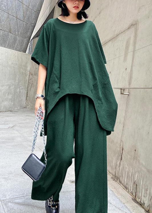  Large size casual fashion light and mature temperament T-shirt, wide-leg pants two-piece suit, young age suit women -  - DYAVOR® 