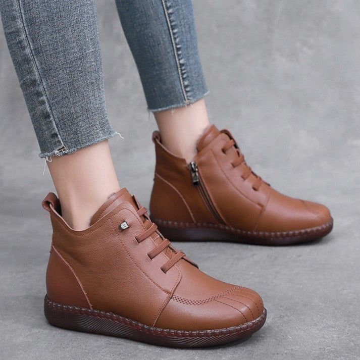 Leather Ankle Boots Handmade Soft Sneakers Women's Casual Shoes GCSZXC59